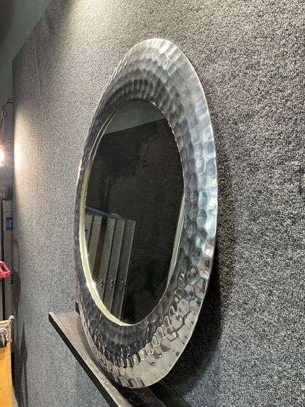 Silver Oval Mirror by Pier 1 Imports with Hammered Metal Frame