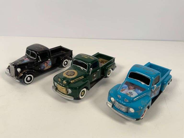 Hamilton Collection Elvis Presley and Army-Themed Collectible Pickup Trucks, Set of 3