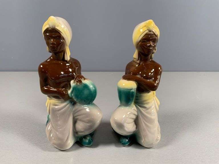 Pair of 8.5-inch Ceramic Figures with Musical Instruments