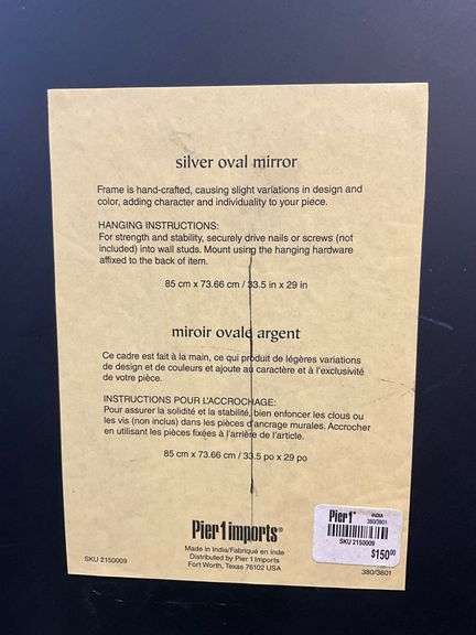 Silver Oval Mirror by Pier 1 Imports with Hammered Metal Frame