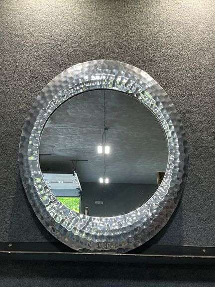 Silver Oval Mirror by Pier 1 Imports with Hammered Metal Frame