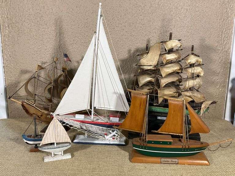 Complete Model Ships Six Wooden and Mixed Material Model Ships - Coastal Downsizing Auctions ...