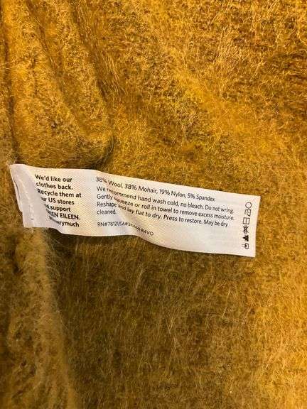 Eileen Fisher Long Cardigan in Mustard Wool Blend, Size L/XL