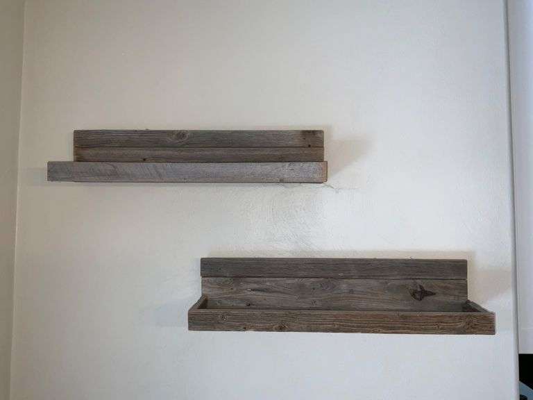 Rustic Barnwood Wall Shelves in Natural Wood Finish