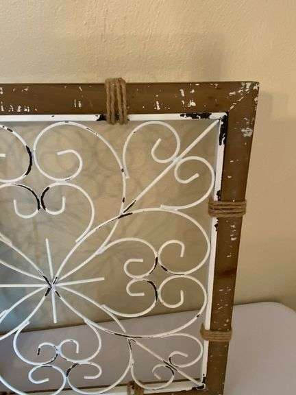 Decorative Wooden Window Frame and Metal-Wood Sign