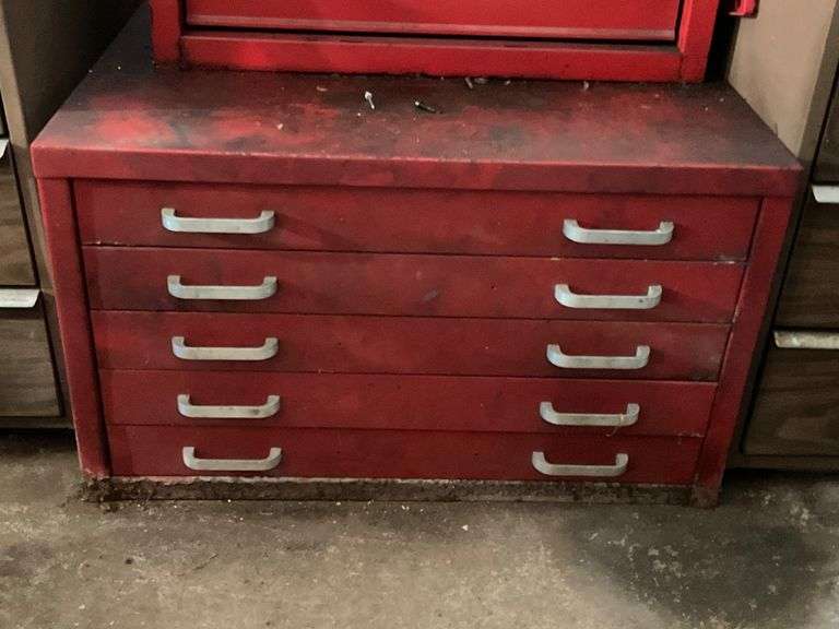 Metal Red Tool Chest With Five Drawers, 23″ x 30″ x 17.5″