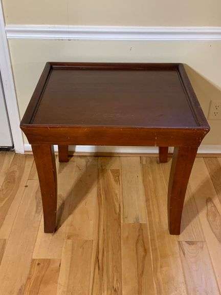 Wooden Side Table with Raised Edge Trim