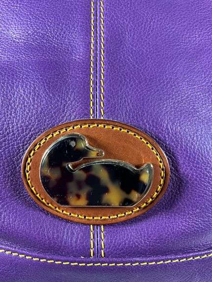 Dooney & Bourke Purple Leather Handbag With Brown Accents