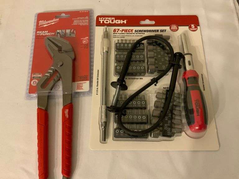 Milwaukee Ream and Punch Tool with Hyper Tough 67-Piece Screwdriver Set