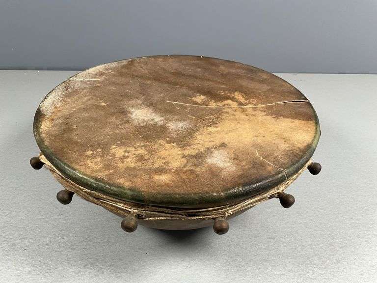 Mid-Century Native-Inspired Copper and Natural Hide Hand Drum