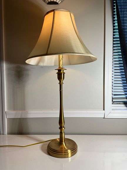 Ralph Lauren Brass Table Lamp With Tapered Base and Fabric Shade