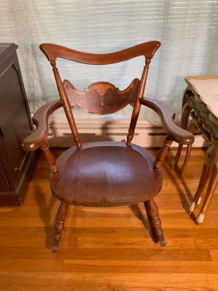 Small Wooden Rocking Chair with Decorative Backrest