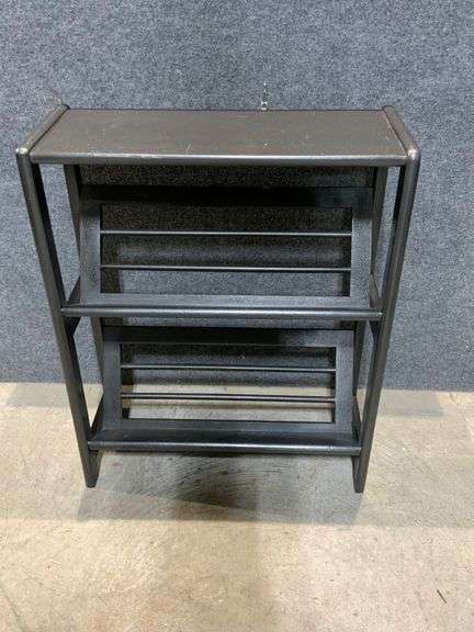 Black Wooden Two-Tier Shelving Unit with Open Design