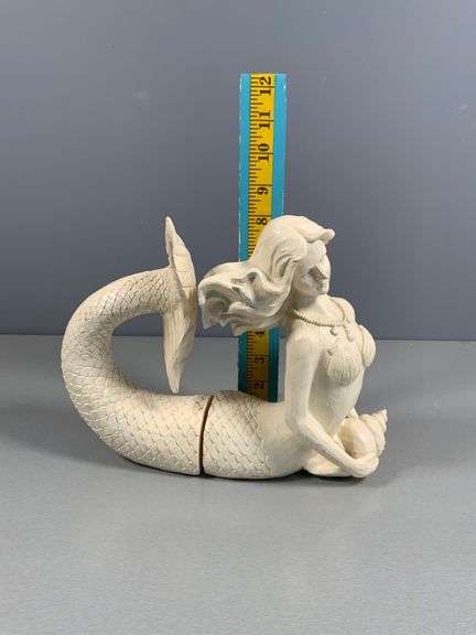 Two-Piece Sculptural Mermaid Bookends With Tail and Upper Body