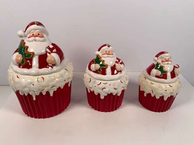 Home Interiors Santa Claus Ceramic Canisters