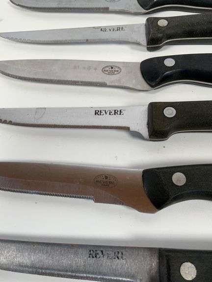 7 Revere Steak Knives with Two Types of Handles