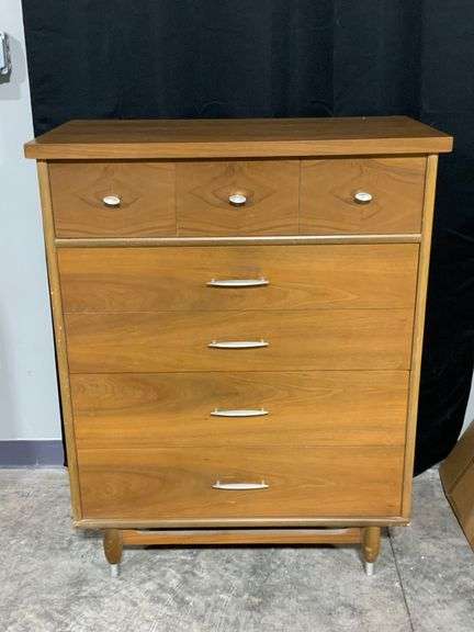 Mid-Century Modern Wooden Chest with Four Drawers and Tapered Legs