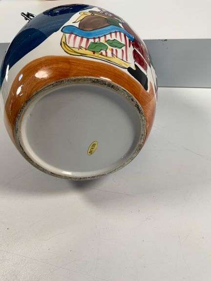 3 Santa-Themed Ceramic Canisters With Clamp Lids