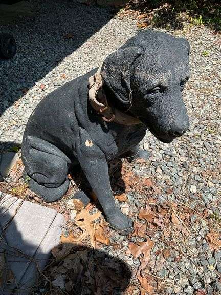 Black Outdoor Dog Statue, Approx. 28 Inches Tall by 32 Inches Long