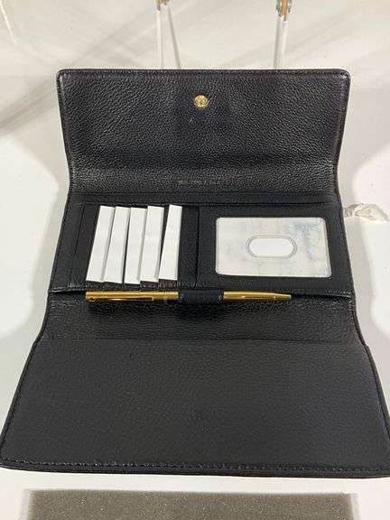 Michael Kors Black Genuine Leather Checkbook Wallet