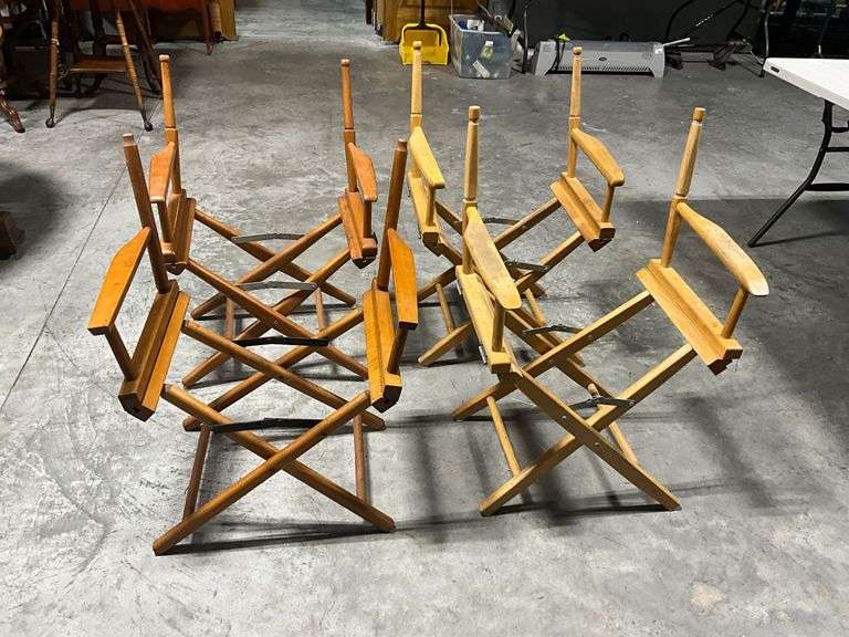 Four Wooden Folding Directors Chairs