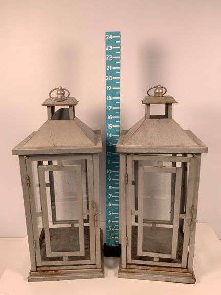 Rustic Metal Lanterns with Glass Panels