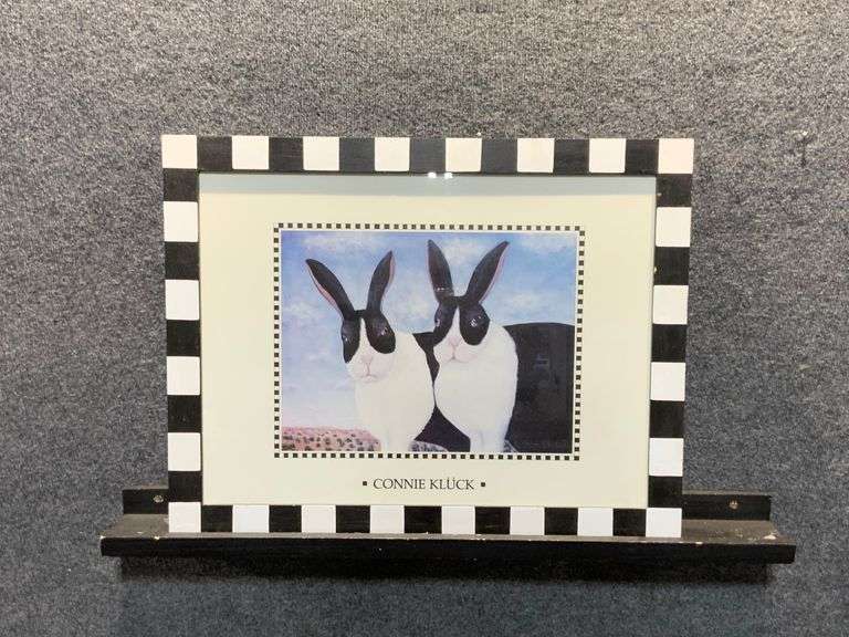 Framed Artwork by Connie Kluck with Black and White Checkerboard Border