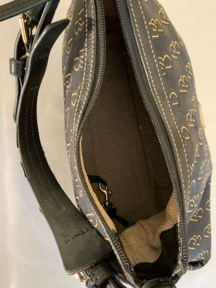 Dooney & Bourke Monogrammed Shoulder Bag with Leather Strap