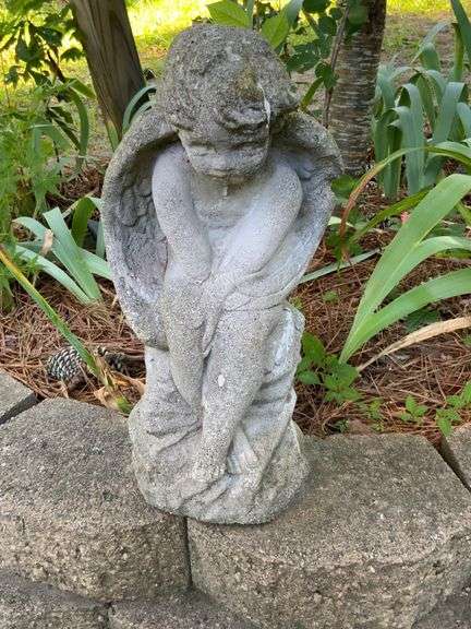 Concrete Angel Statue With Wing Detail