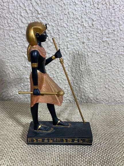 The Guardian Statue of Tutankhamun Pacific Giftware Egyptian Pharaoh Figurine with Gold and Black Fi