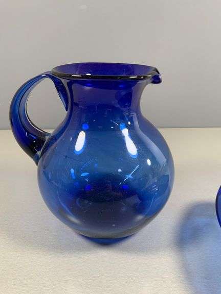 Cobalt Blue Pitcher and Anchor Hocking Baking Dish