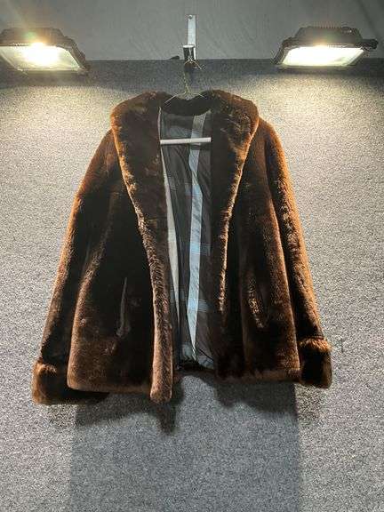 Brown Faux Fur Coat With Checked Lining
