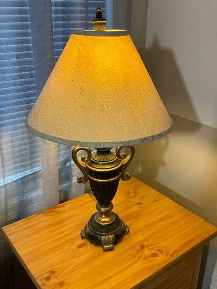 Ornate Table Lamp With Urn-Style Base and Fabric Shade
