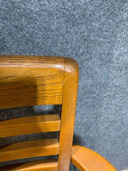 Oak Wooden Office Chair with Swivel and Casters