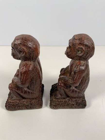 Melannco Monkey Figurines in Brown Finish