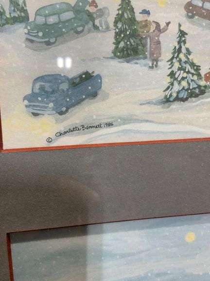 Framed Artwork ‘Christmas in Wayzata’ by Charlotte Bennet, 1986