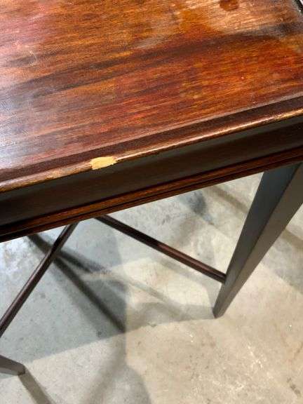 Pair of Lightweight Wood Side Tables with X-Stretcher Base