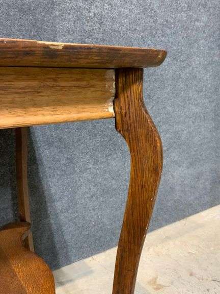 Wooden Side Table with Lower Shelf and Cabriole Legs