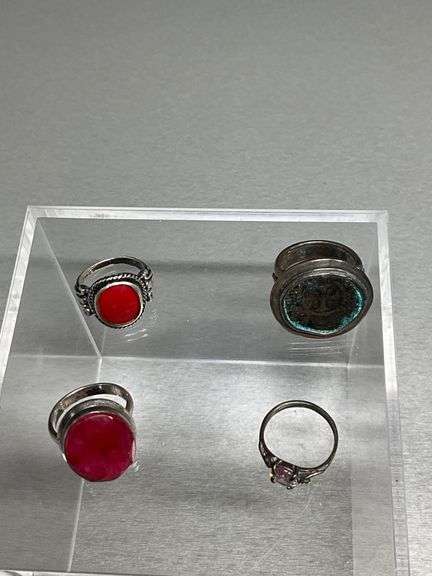 Four Sterling Silver Rings, Marked 925, Sizes 6, 7, and 8