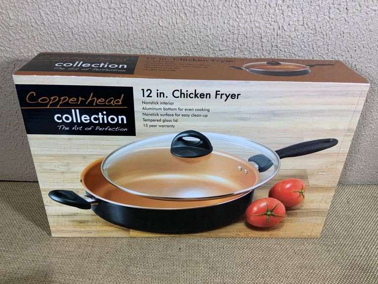 Copper Cookware Set Including Fryer, Casserole Pan, and Crisper