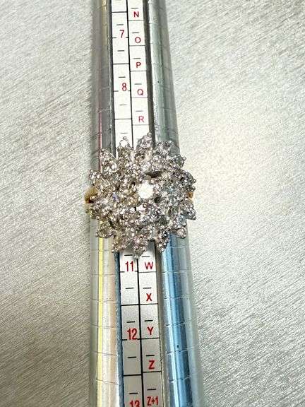 14k Gold and Diamond Cluster Ring, Size 10, 9.37 Grams