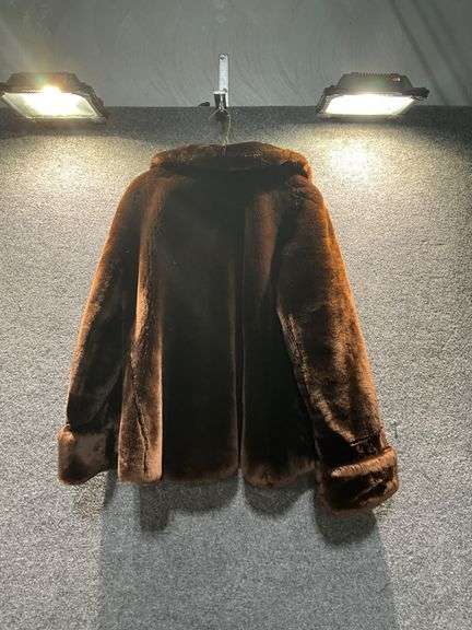 Brown Faux Fur Coat With Checked Lining