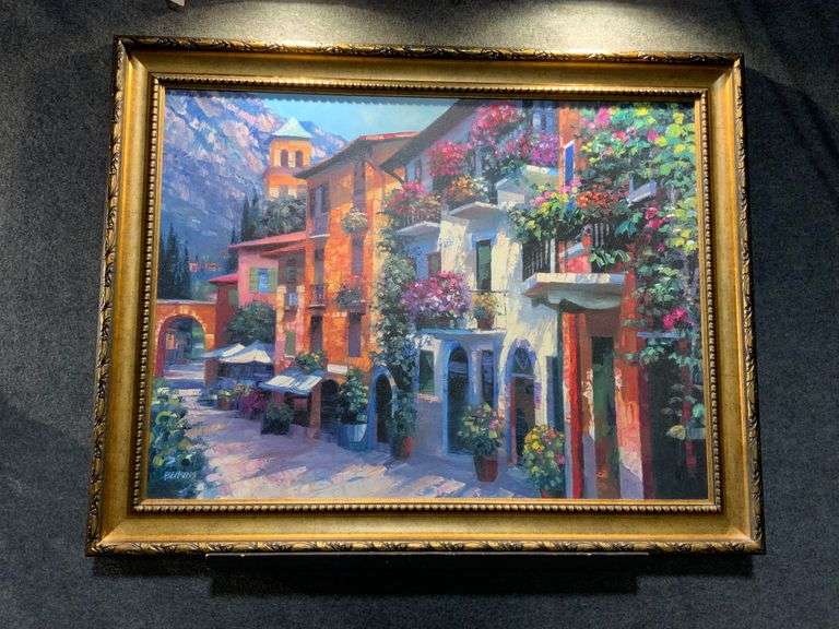 Painting on Board Signed ‘Behrens’ in Ornate Frame