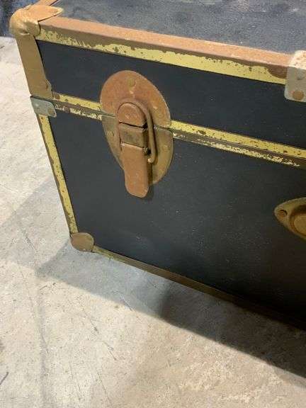 Vintage-Style Black Trunk With Metal Hardware