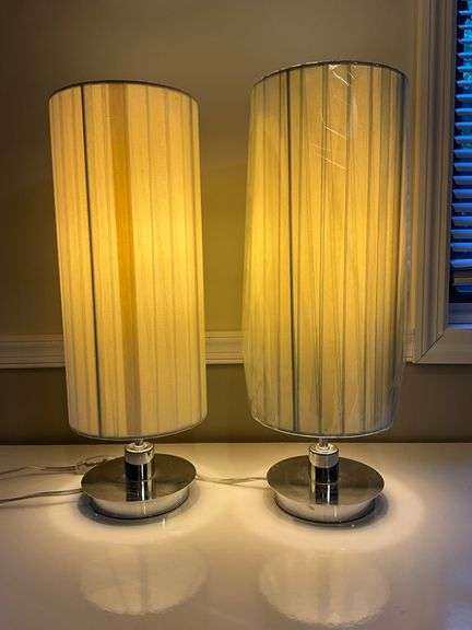 Modern Table Lamps With Pleated Shades and Chrome Bases