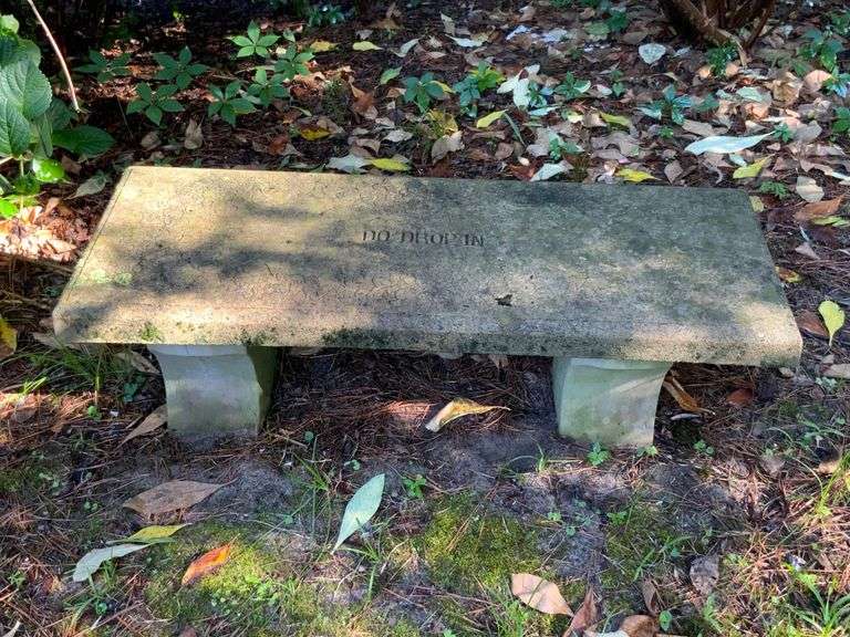 Concrete Outdoor Bench with ‘Do Drop In’ Inscription