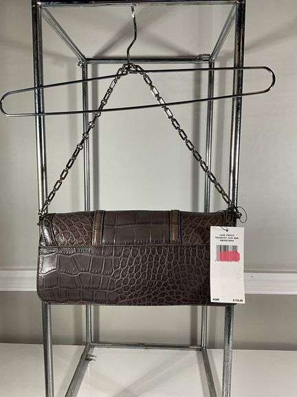 Calvin Klein Luxe Croco Smoke Gray Shoulder Bag