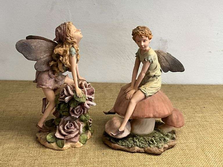 Fairy Figurines with Floral and Mushroom Bases