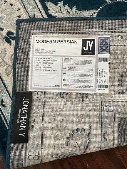 Jonathan Y Modern Persian Blue/Cream Area Rug, 5’3″ x 7’6″, Polypropylene