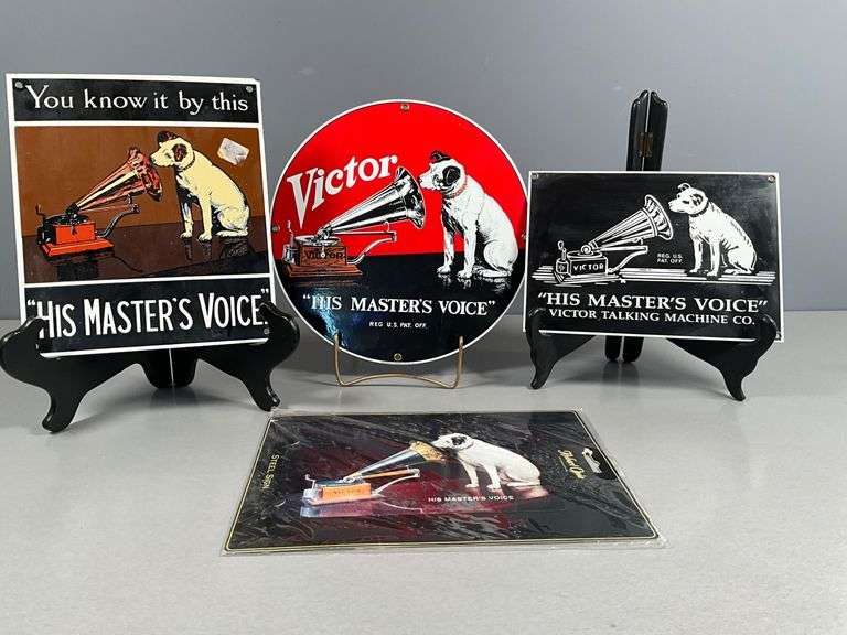 ‘His Master’s Voice’ Metal Signs Featuring Nipper